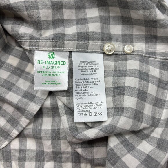 J. Crew Mens Classic Gray & White Check Long Sleeve Shirt Organic Cotton M - Picture 11 of 11